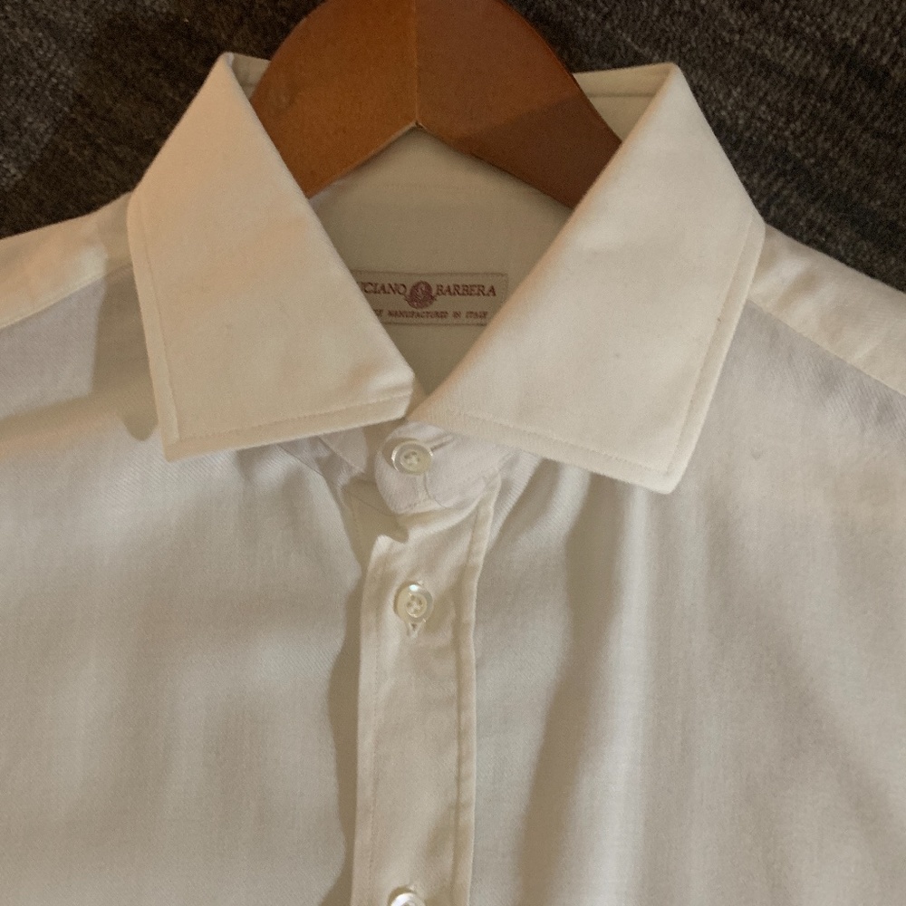 Luciano Barbera Cotton/Cashmere Cream Shirt Large